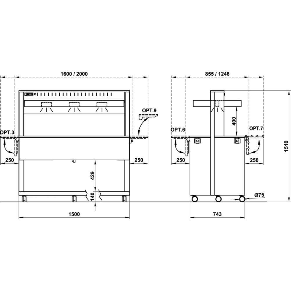 HEATED BUFFET WITH HEATING HALOGEN LAMPS ATHENA 4BM HALO