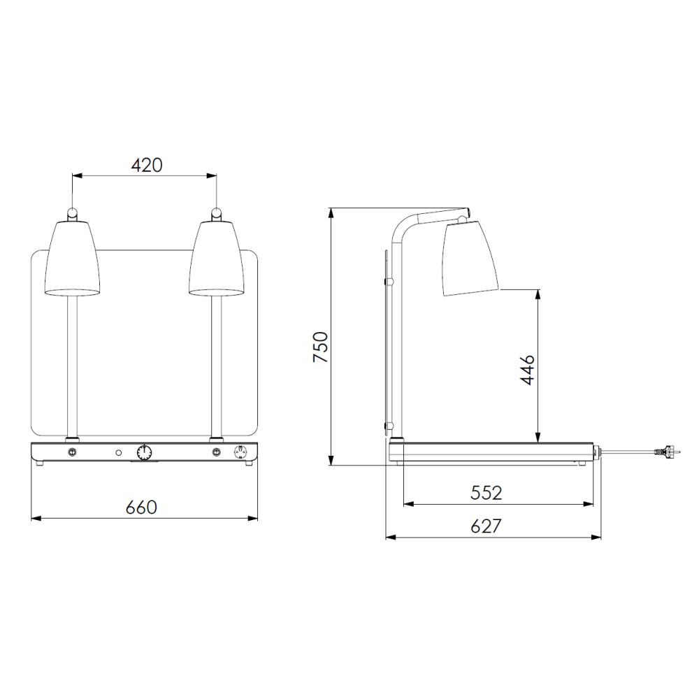 Carving station with infrared lamp Helios 2/1 FIX P1