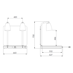 Carving station with infrared lamp Helios 2/1 FIX P1