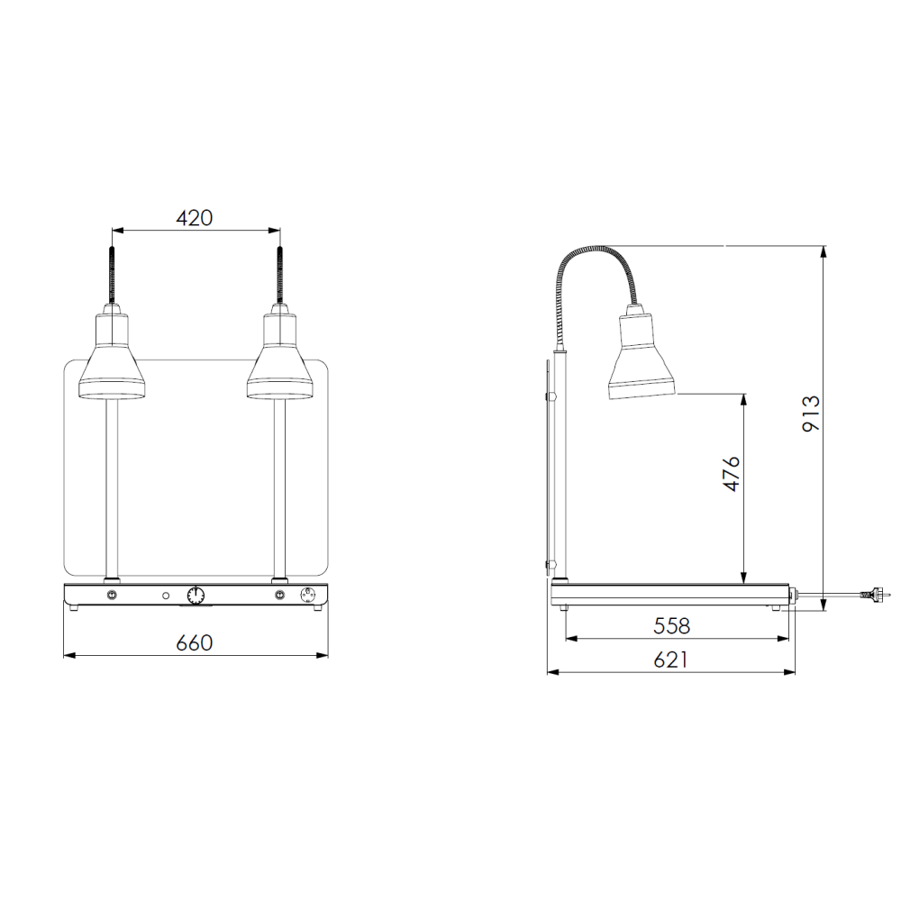 Apsildāmais plaukts ar infrasarkano lampu Helios 2/1 FLEX P1