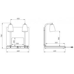 Apsildāmais plaukts ar infrasarkano lampu Helios 2x1/1 PASS P1