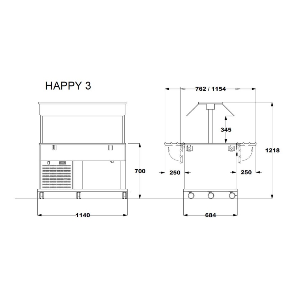 Буфет холодильник HAPPY 3RF