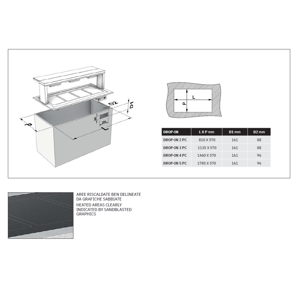 Commercial Grade Heated Drop-In Countertop