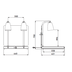 SILDVIRSMA AR 2 INFRASARKANAJĀM LAMPĀM HELIOS 2/1 FIX P2