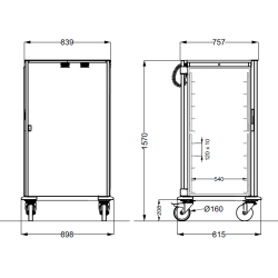 ARMOIRE EN ACIER INOXYDABLE SUR ROULETTES POUR CONTENEURS GN NEUTROVEGA 2 L10