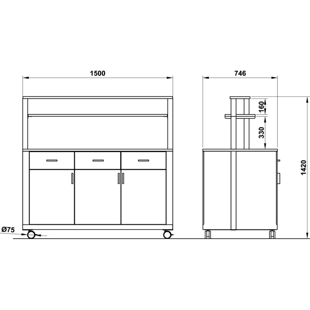 Neutral buffet ATHENA SAL 3/AL