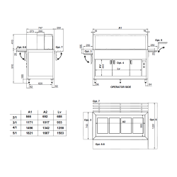 Buffet avec plan de travail chauffant en verre trempé OMNIA 3PC