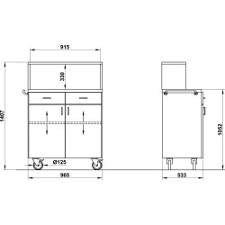 POSTE DE SERVICE EN ACIER INOXYDABLE SUR ROULETTES POLAR2AL