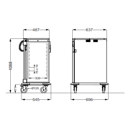 STAINLESS STEEL HOT CABINET ON CASTORS THERMOVEGA 1SH C10