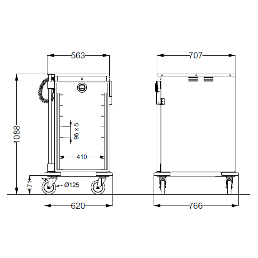 ARMOIRE CHAUDE INOX SUR ROULETTES THERMOVEGA BAKE