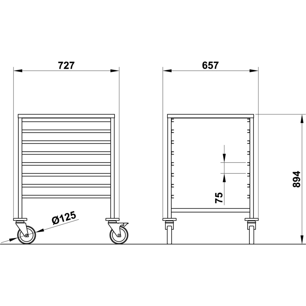 TROLLEY FOR GN TRAYS VEGA GN2/1 C8 TROLLEY FOR GN TRAYS VEGA GN2/1 C8