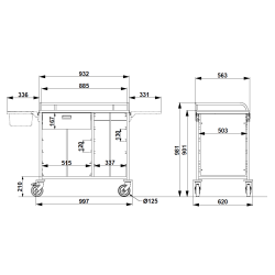 Breakfast distribution trolley for in-room trays preperation with doors A-CARE C/SP