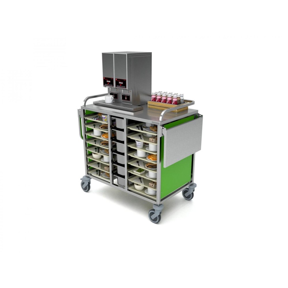 TROLLEY FOR DISTRIBUTION OF READY-TO-SERVE TRAYS B-CARE