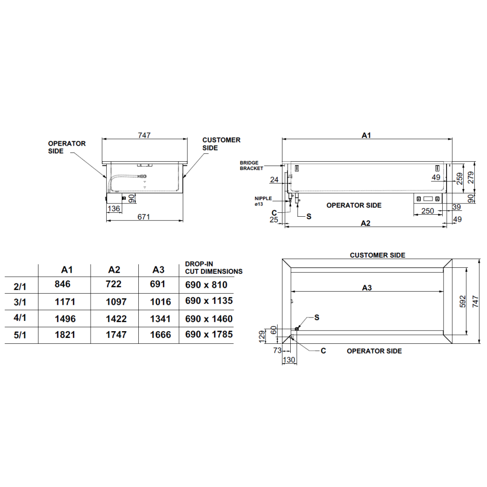 Karstais marmīts DROP-IN 4BM 1496 mm