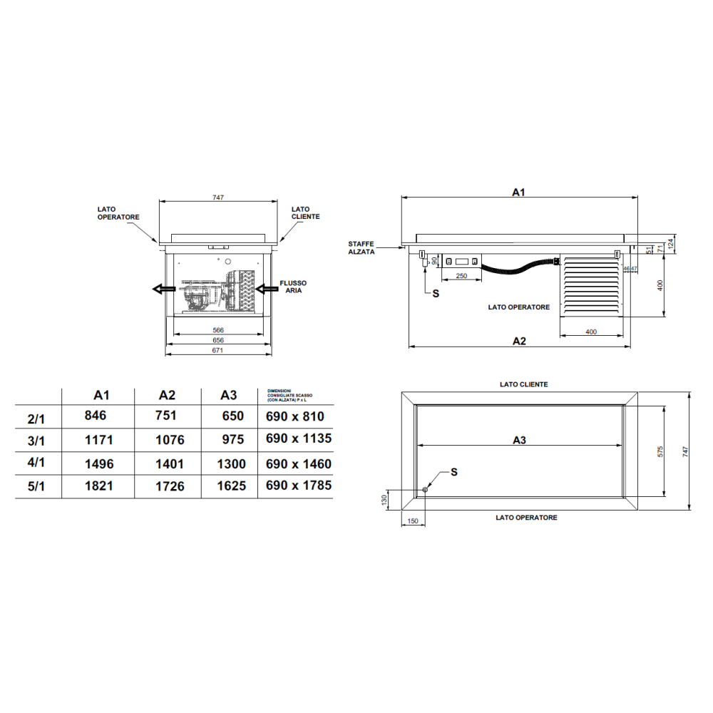 Refrigirated countertop  DROP-IN-5PR 1821 mm