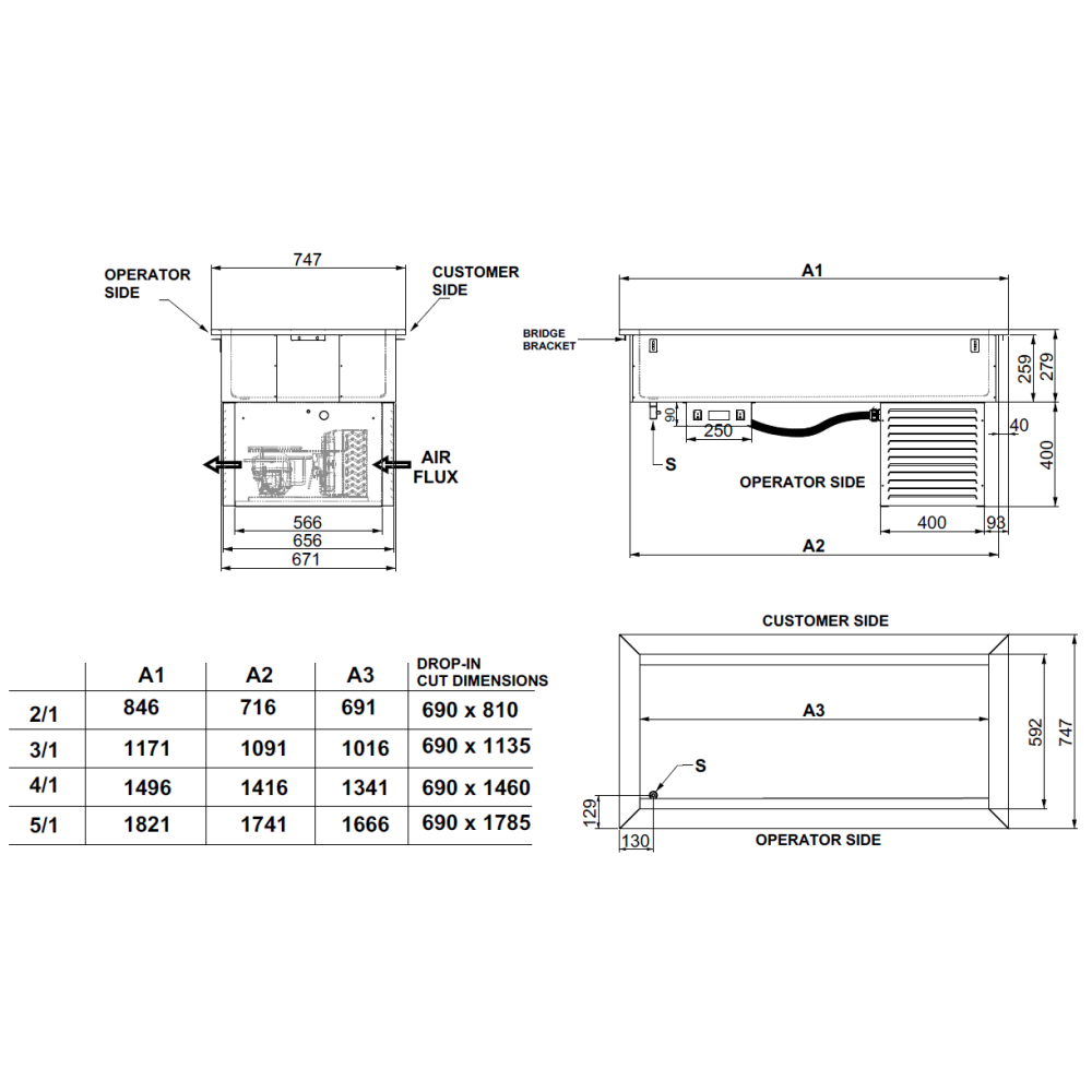 Cold basin DROP-IN-4R 1496 mm 