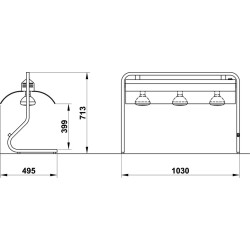 Frame with infrared lamps  INFRA 3/1 AL