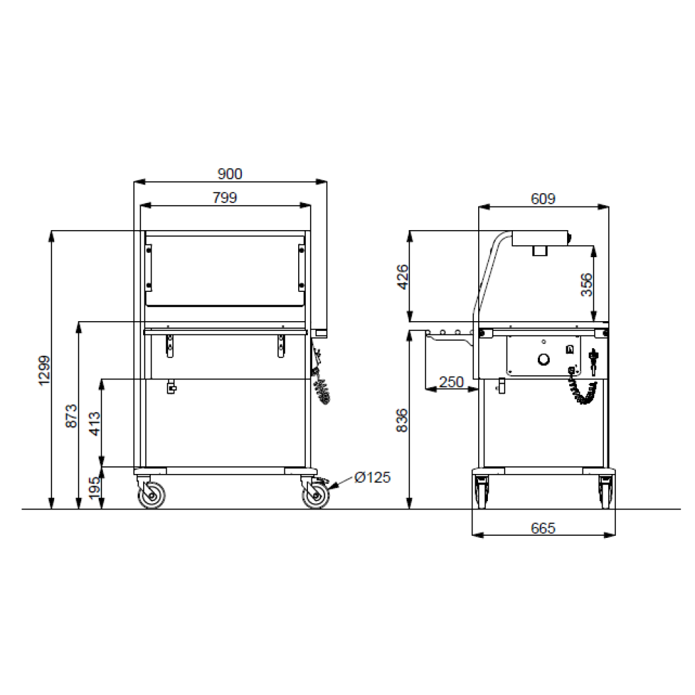 BAIN MARIE TROLLEY WITH LED LIGHTING  2 GN1/1 COMPASS 2 LED