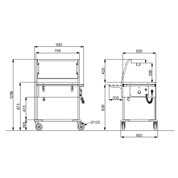 BAIN MARIE TROLLEY WITH LED LIGHTING 2 GN1/1 COMPASS 2 LED