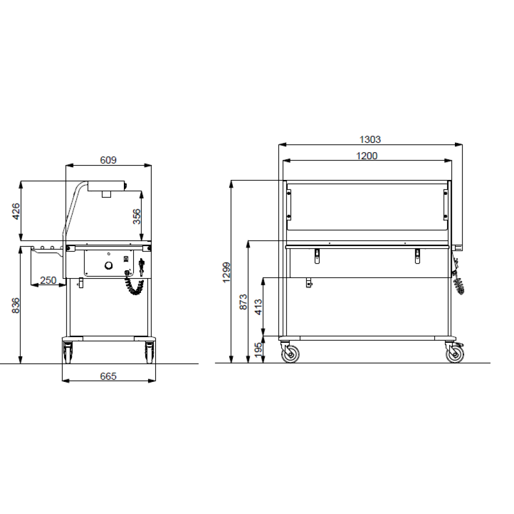 BAIN MARIE TROLLEY WITH HALOGEN LAMPS  3 GN1/1 COMPASS 3 HALO