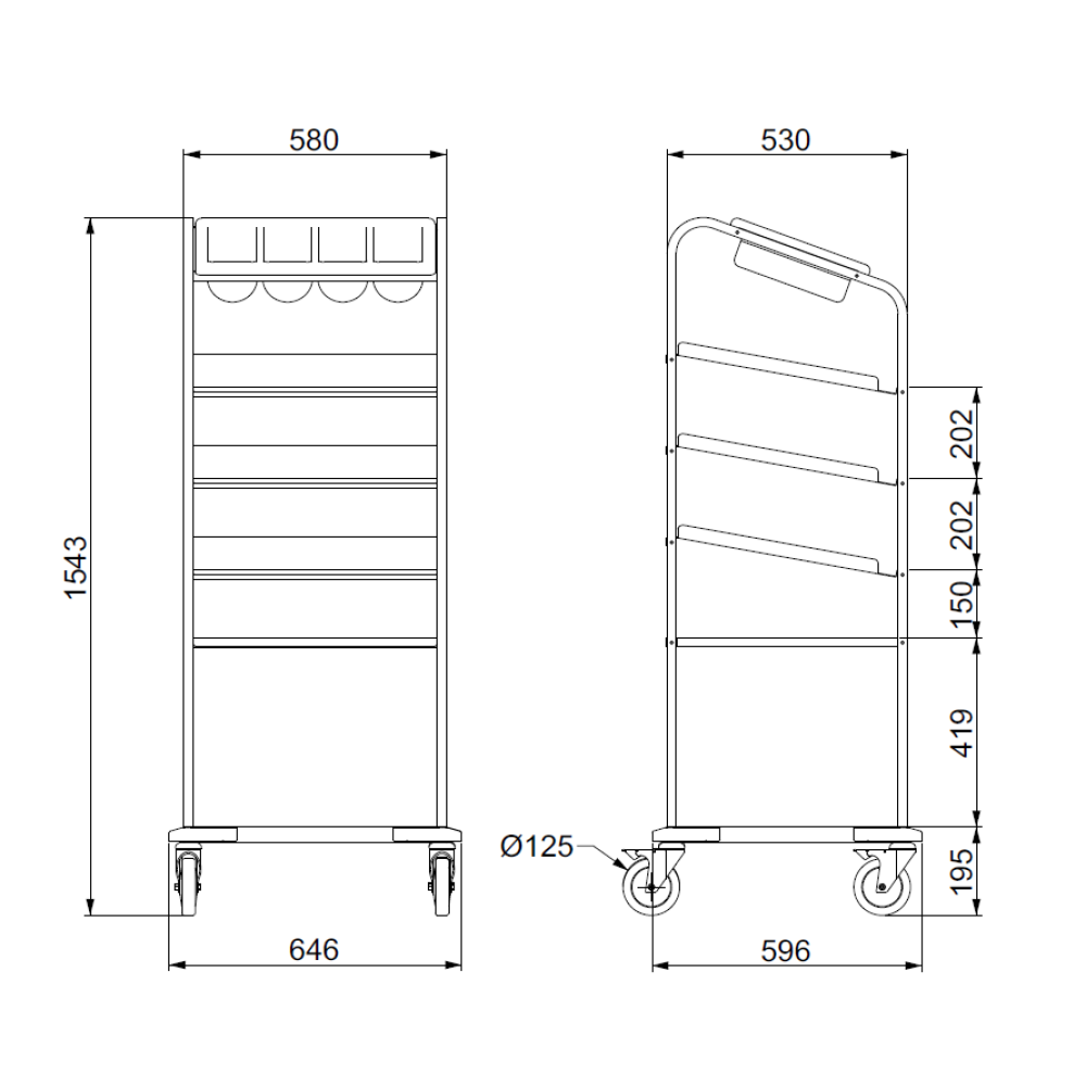 Cutlery, trays and glasses module OMNIA PP