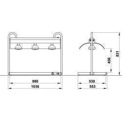 Lunch counters with infrared lamp VULCANO 3/1 INFRA