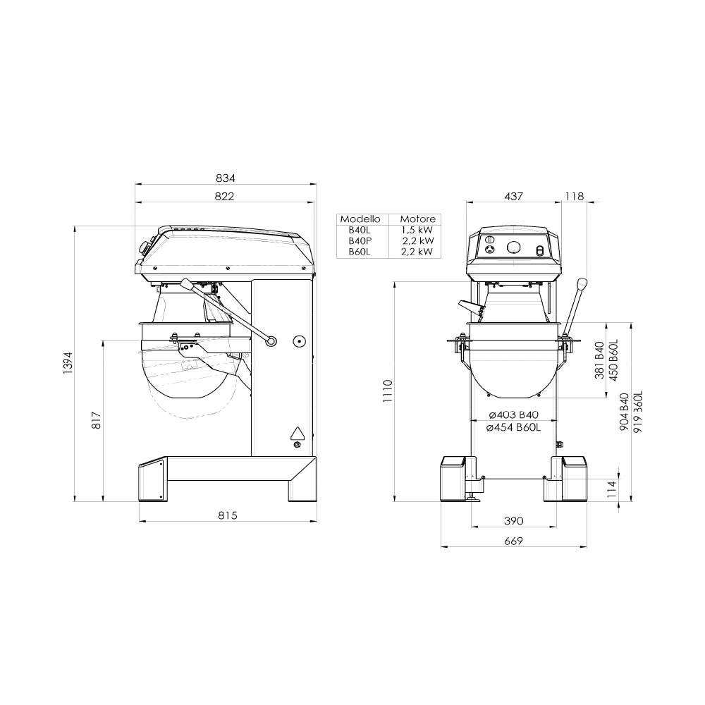 Миксер планетарный BULL B40L