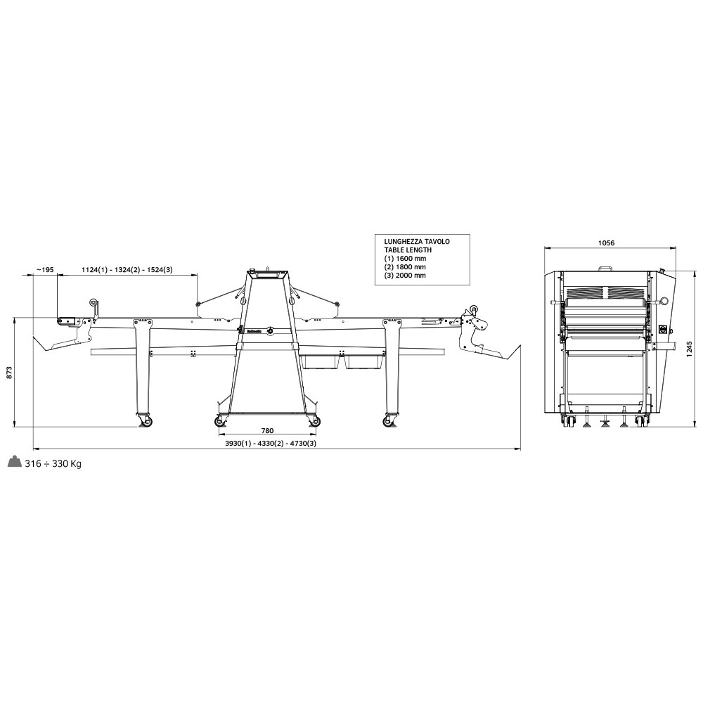 Automatic dough sheeter R65AXP/16