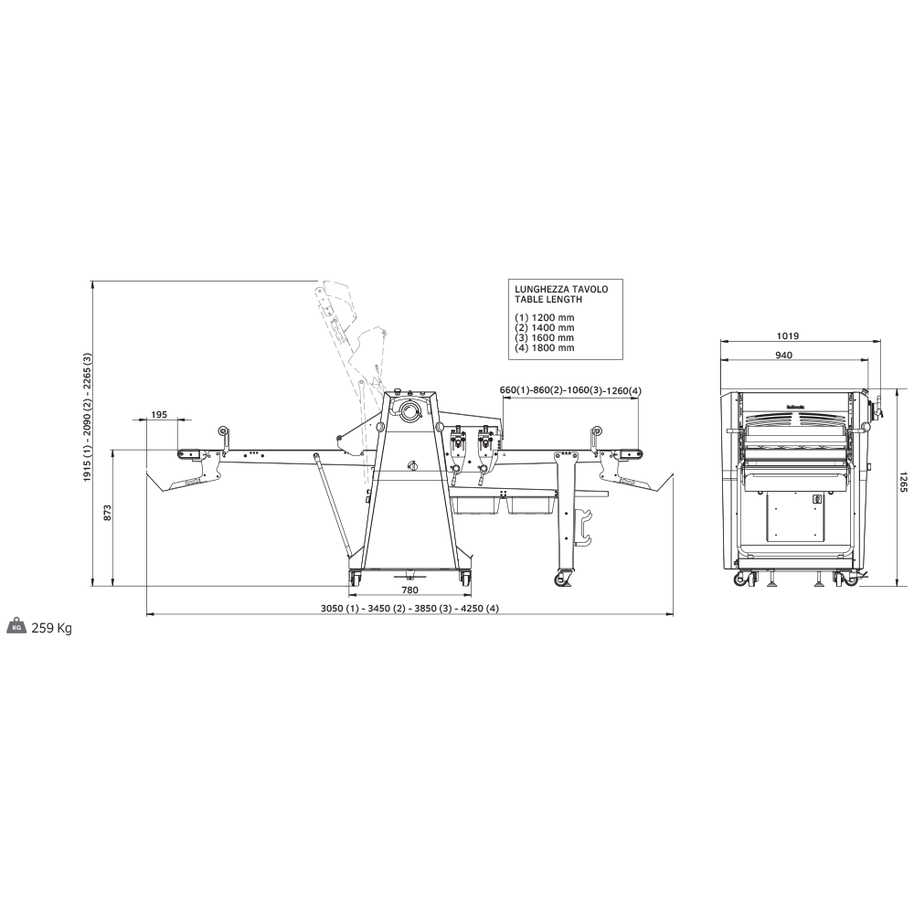 Manual dough sheeter R65/12