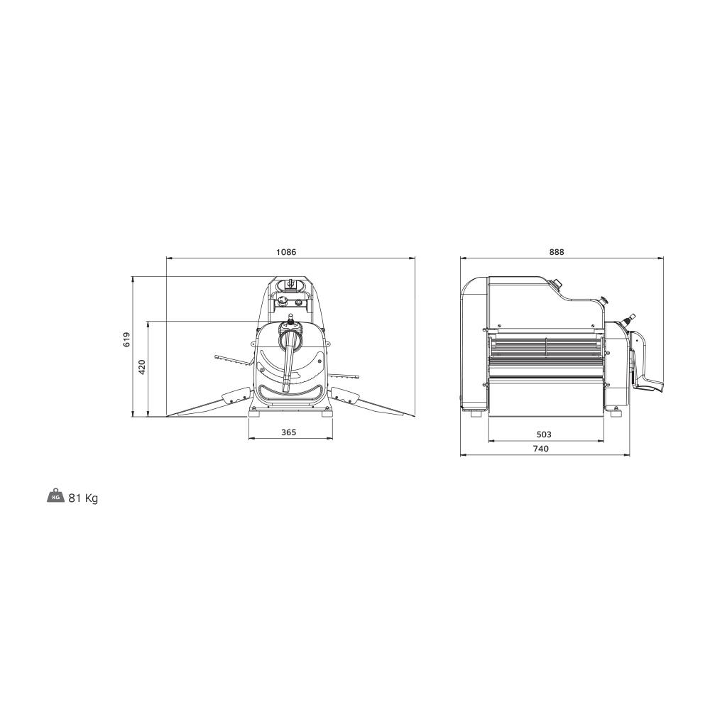 Ручная тестораскаточная машина S5BM