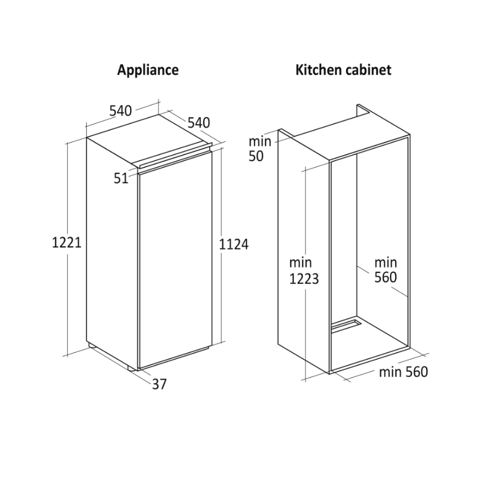 Built-in Šaldytuvas BIK 222 W