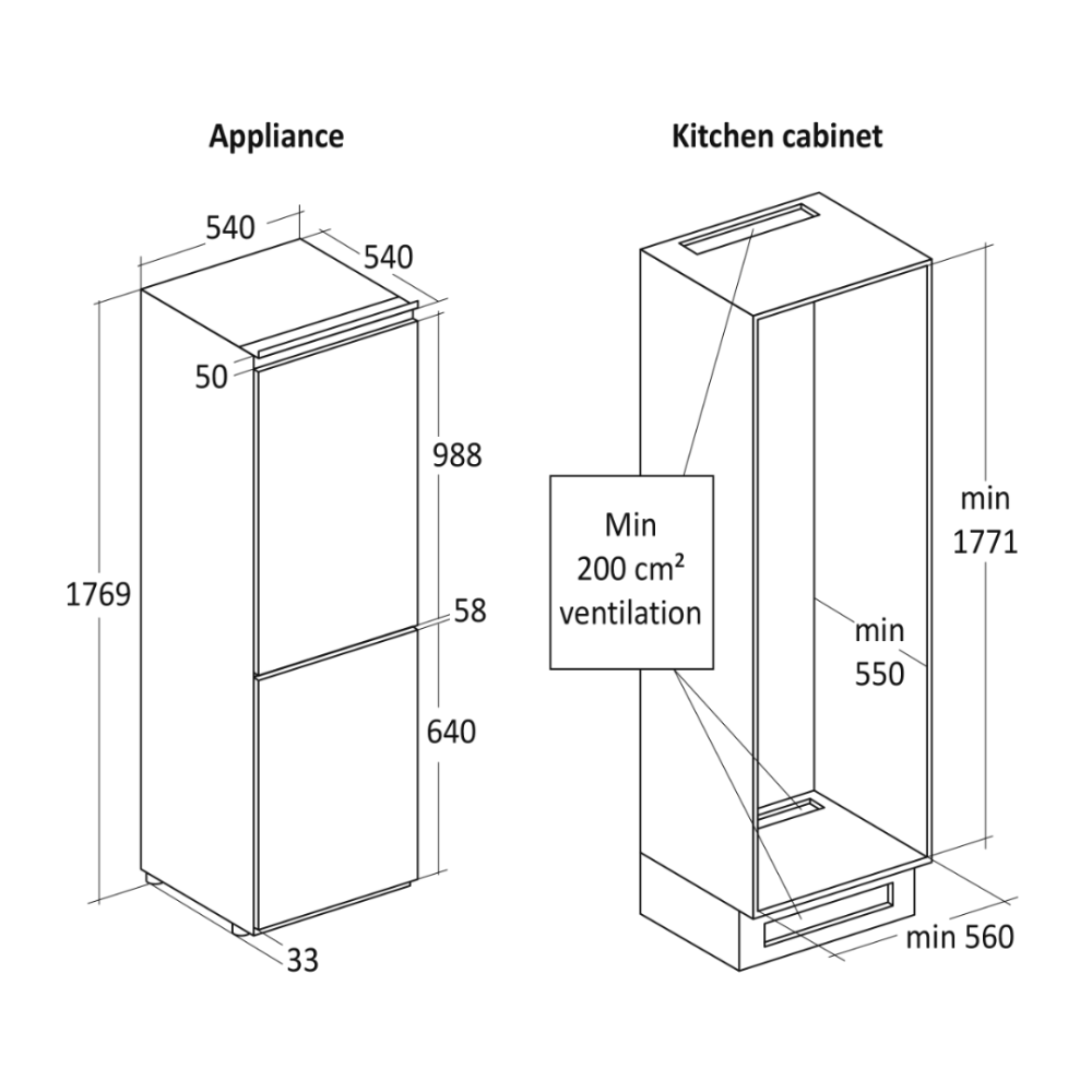 Built-in Šaldytuvas BIC 336 W