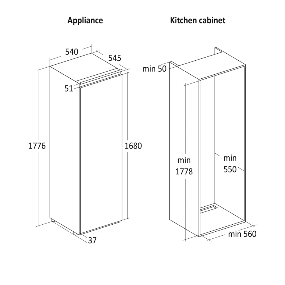 Built-in refrigerator BIK 343 W