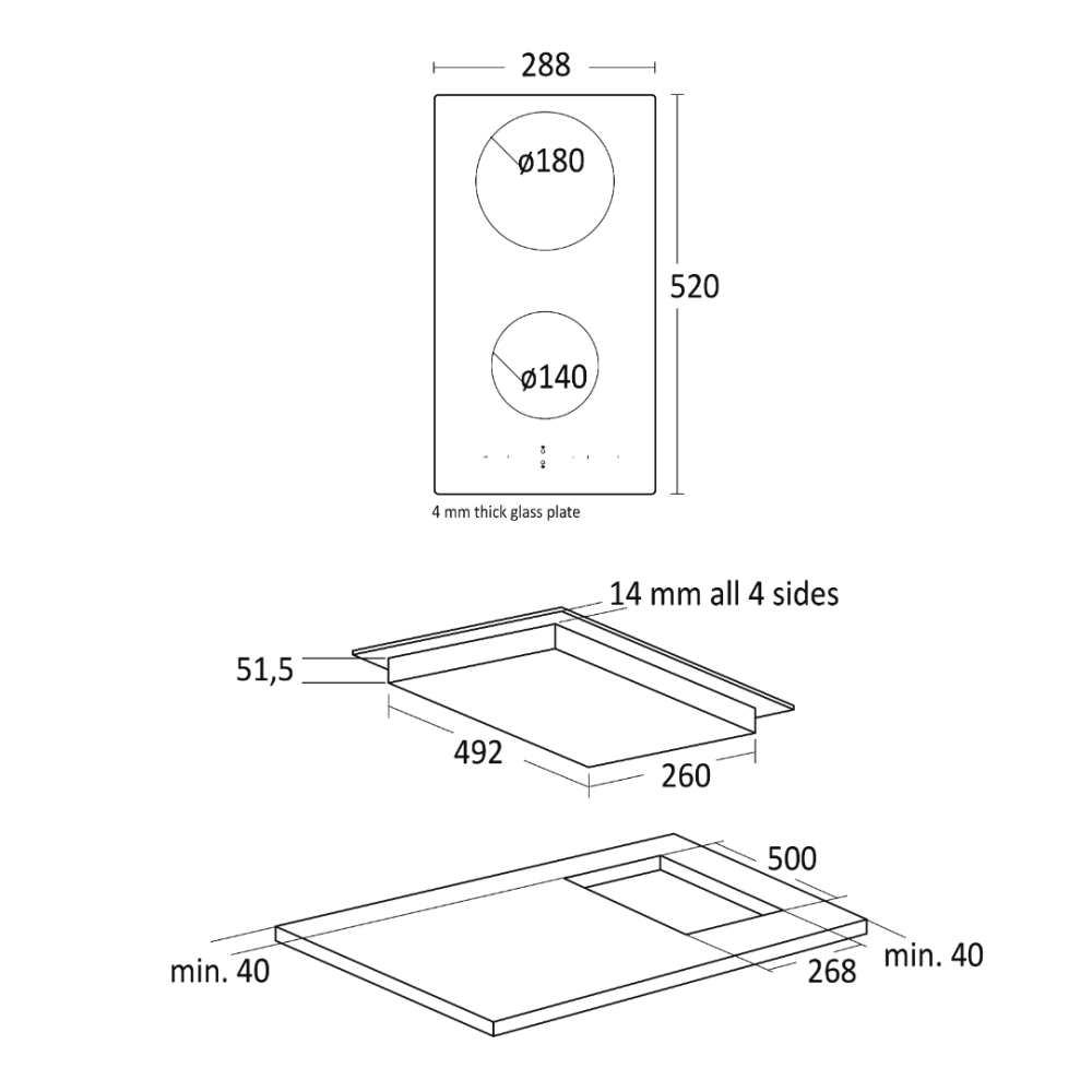 Induction stove hob K 52 Domino