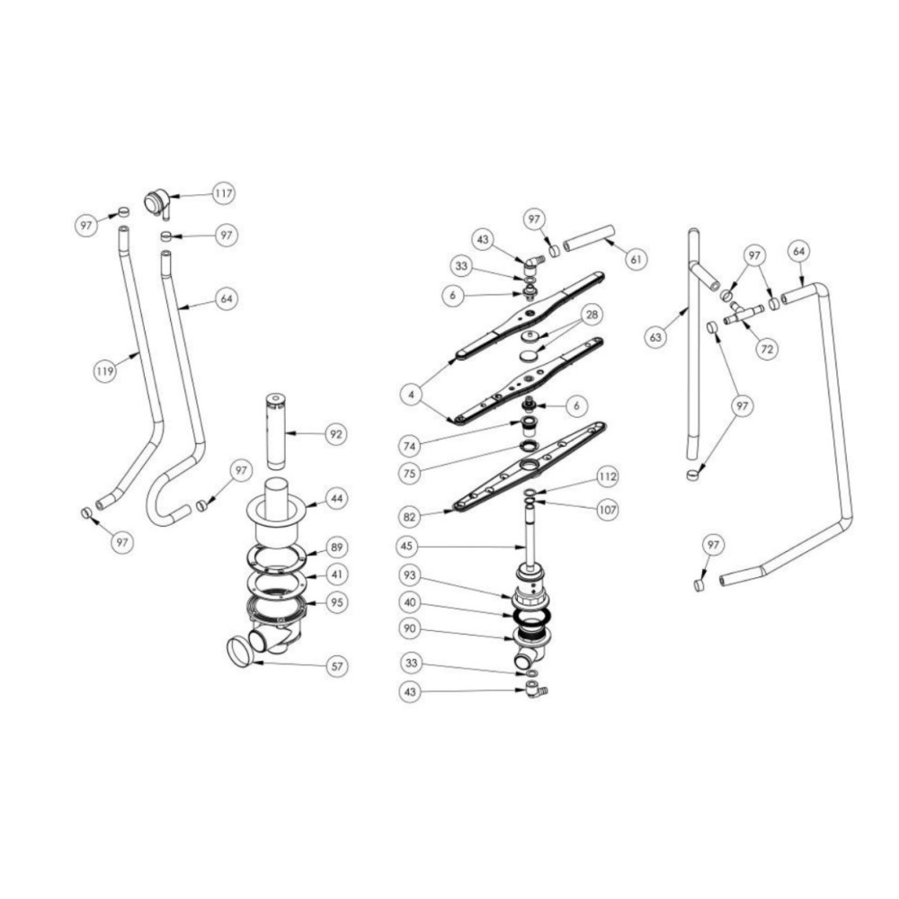 DISHWASHER EXPLODED VIEWS - SPARE PARTS