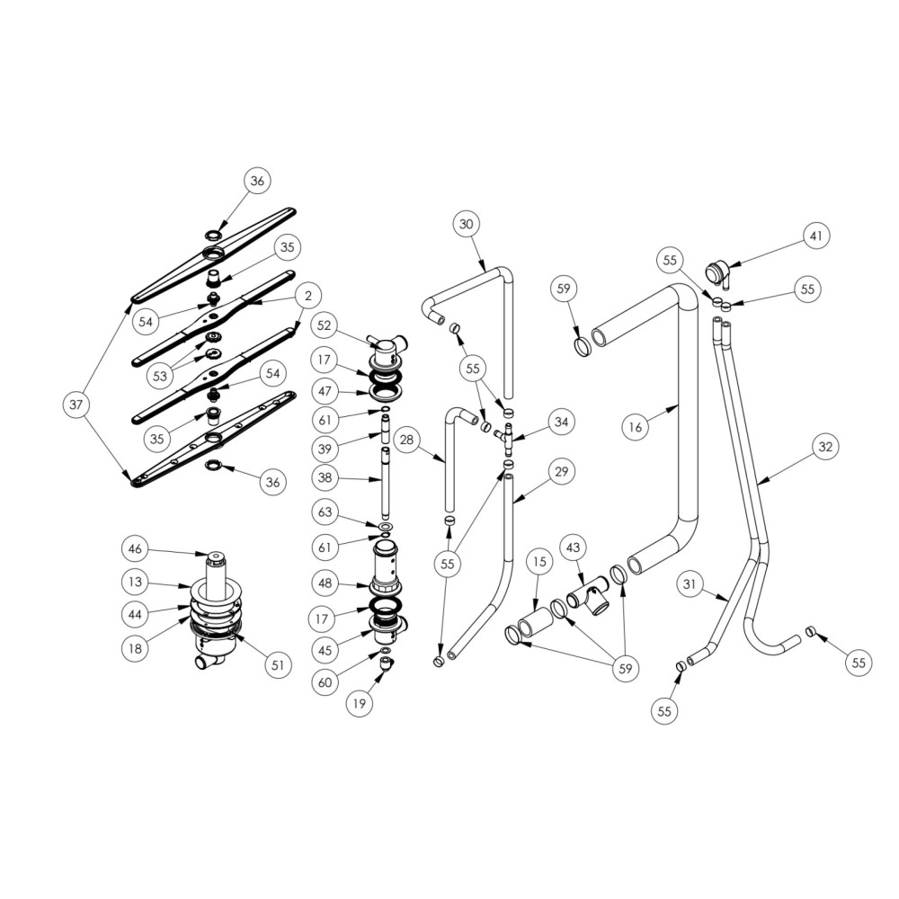 DISHWASHER EXPLODED VIEWS - SPARE PARTS