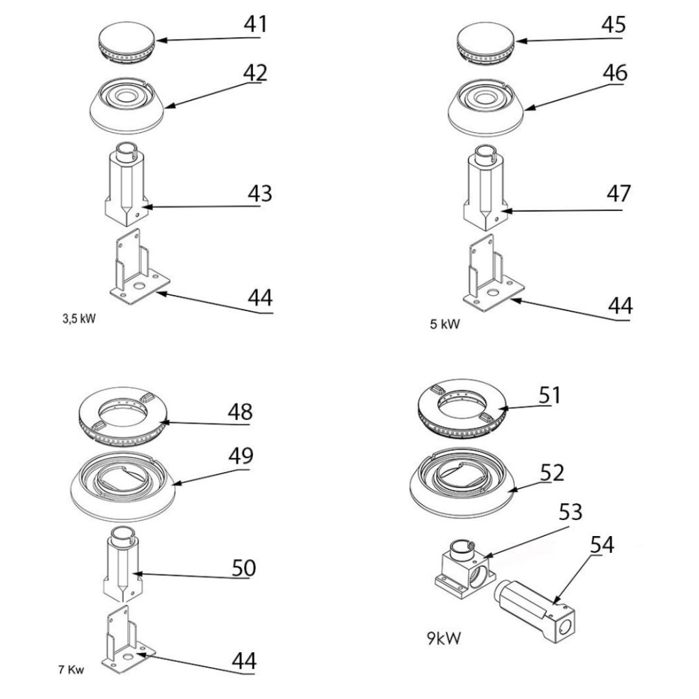 DESSIN TECHNIQUE DES PIÈCES DE RECHANGE POUR POÊLE À GAZ