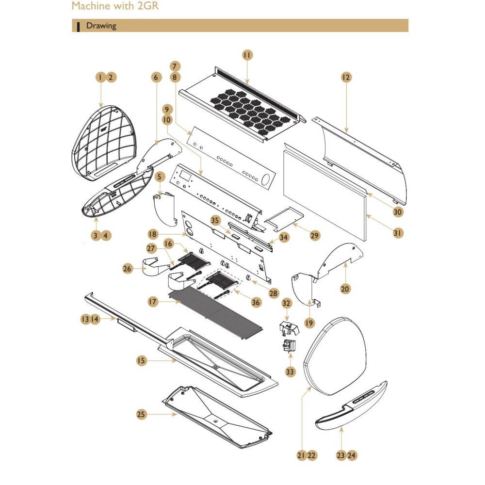 TECHNICAL DRAWING OF SPARE PARTS OF EXPOBAR CARAT COFFEE MACHINE 