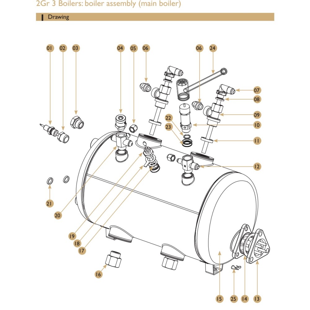 TECHNICAL DRAWING OF SPARE PARTS OF EXPOBAR CARAT COFFEE MACHINE 