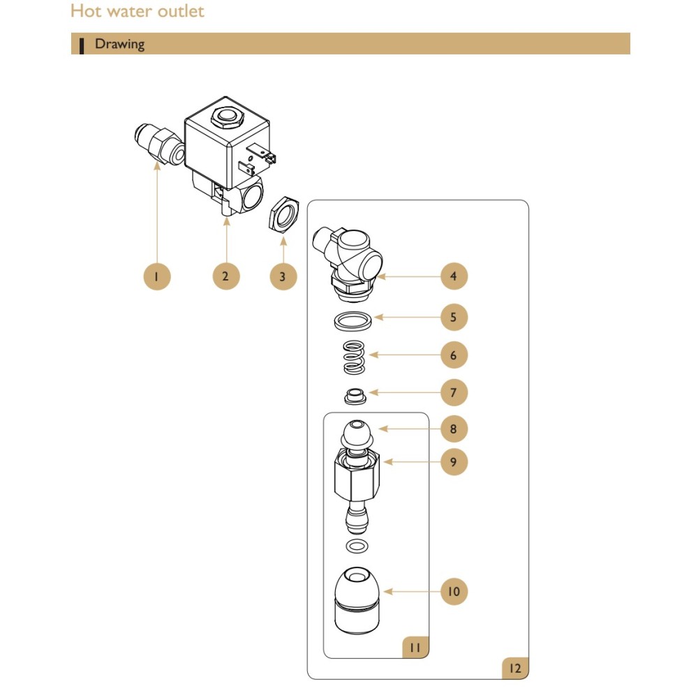 TECHNICAL DRAWING OF SPARE PARTS OF EXPOBAR CARAT COFFEE MACHINE 