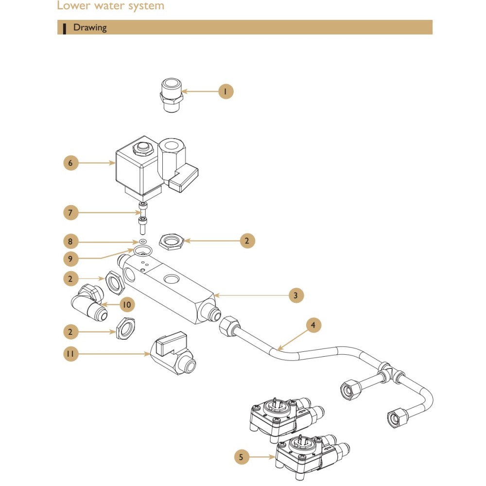 TECHNICAL DRAWING OF SPARE PARTS OF EXPOBAR CARAT COFFEE MACHINE 