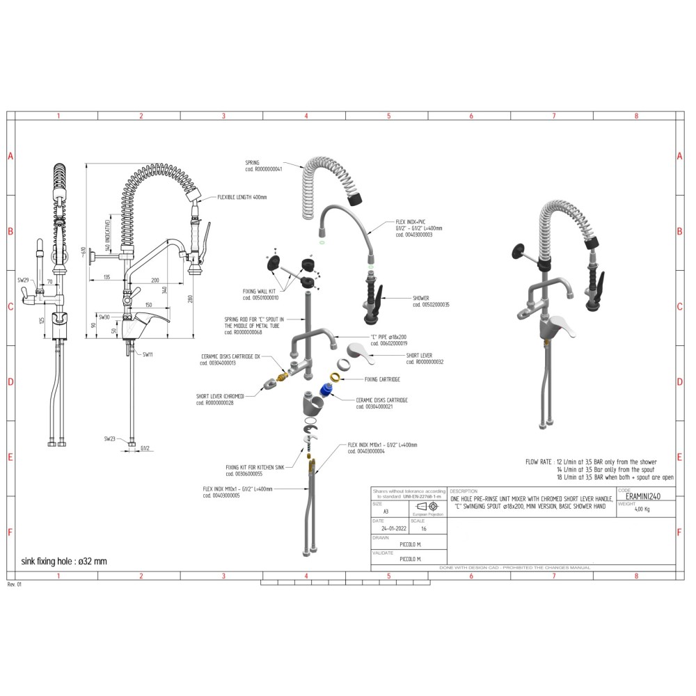 Shower with mixer ERA240