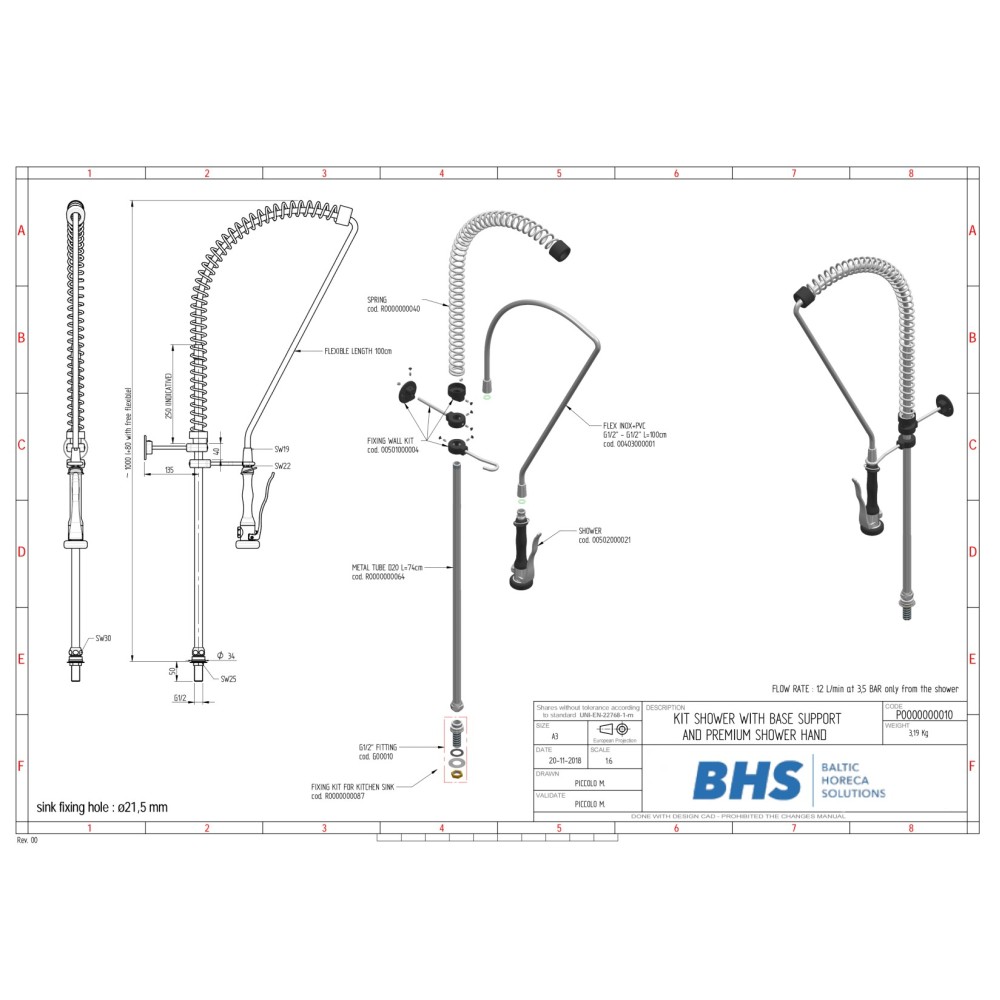 Industrial kitchen shower kit  P00010