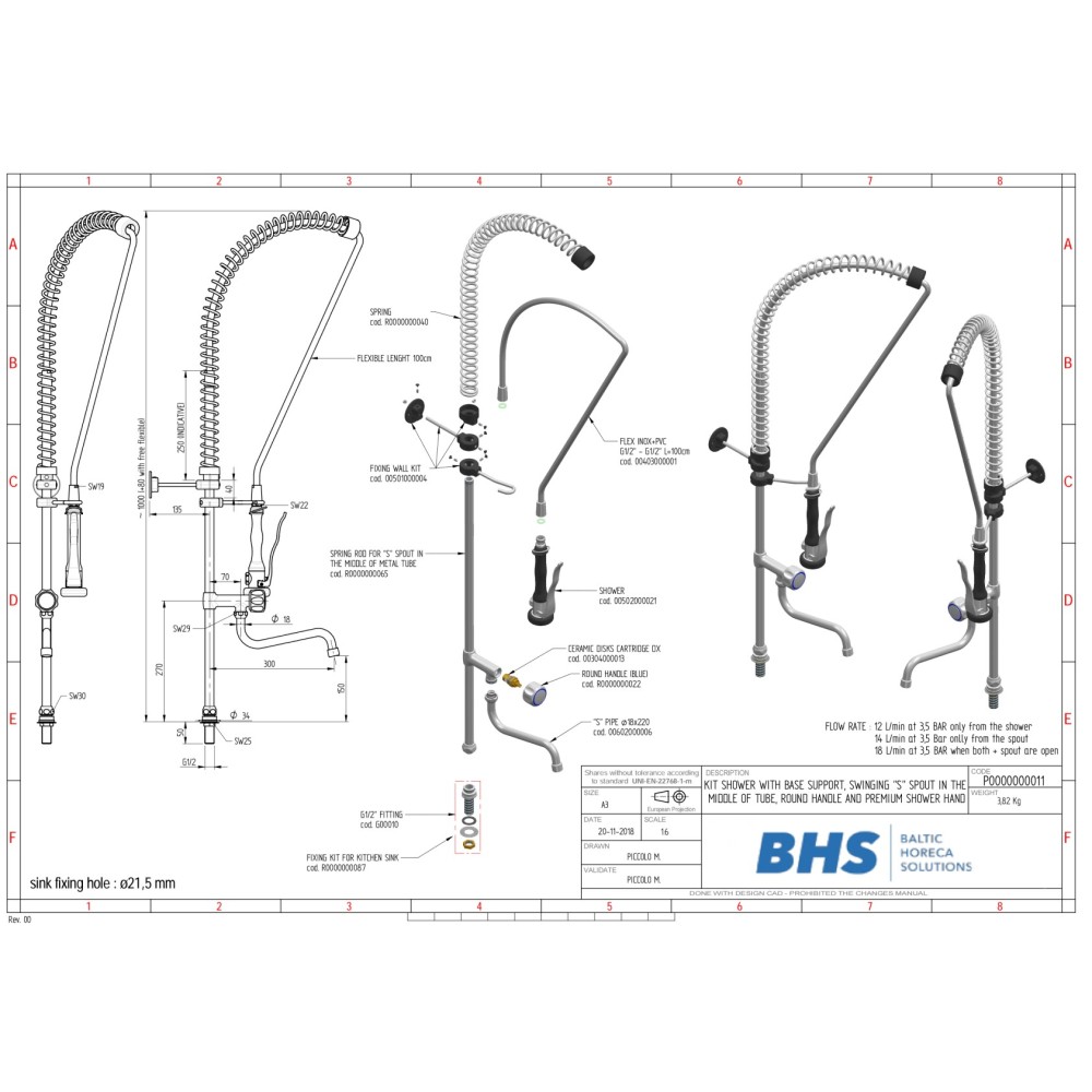 Industrial kitchen shower kit  P00011