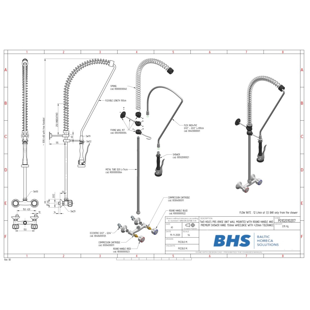 PRE-RINSE FAUCET WITH SHOWER HEAD P10207