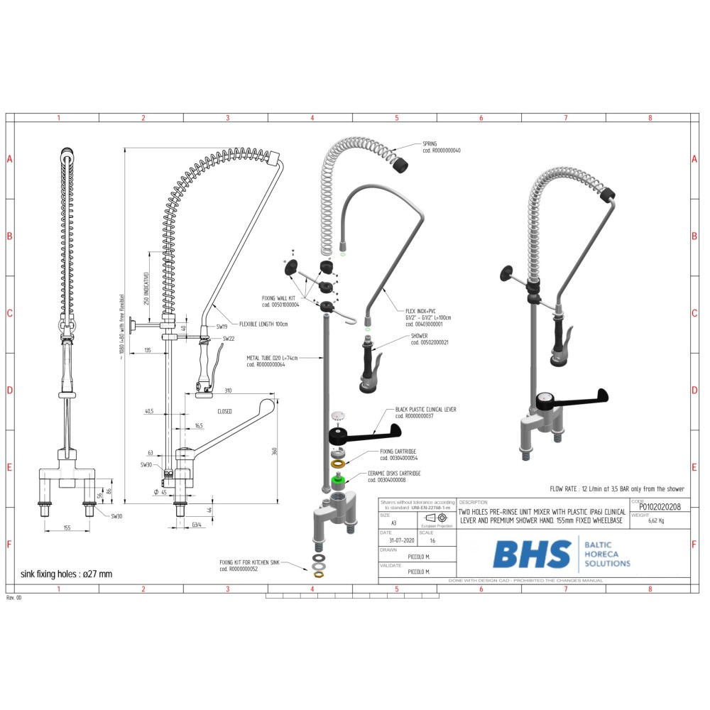 PRE-RINSE FAUCET WITH SHOWER HEAD P20208