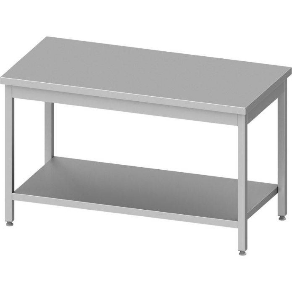 Stainless steel central table with shelf 1600