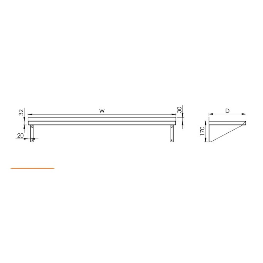 Stainless steel console hanging shelf 600