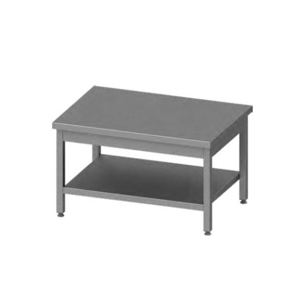 Low stainless steel central table with shelf 1500