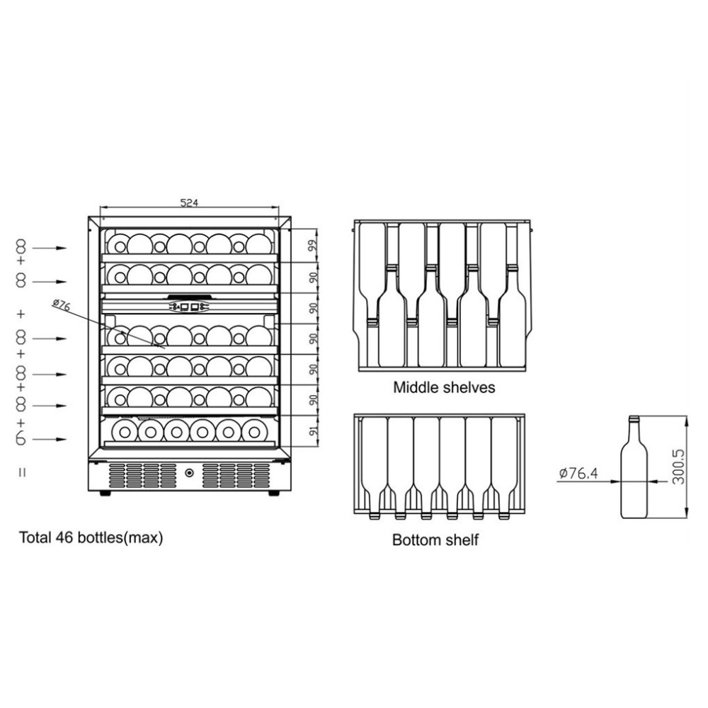 Wine cooler 131 liters SS